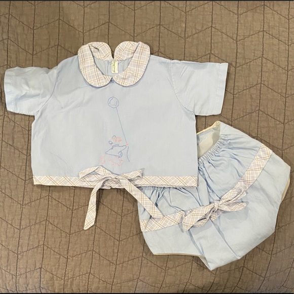 Vintage Other - Light Blue Vintage 2-Piece Baby Outfit